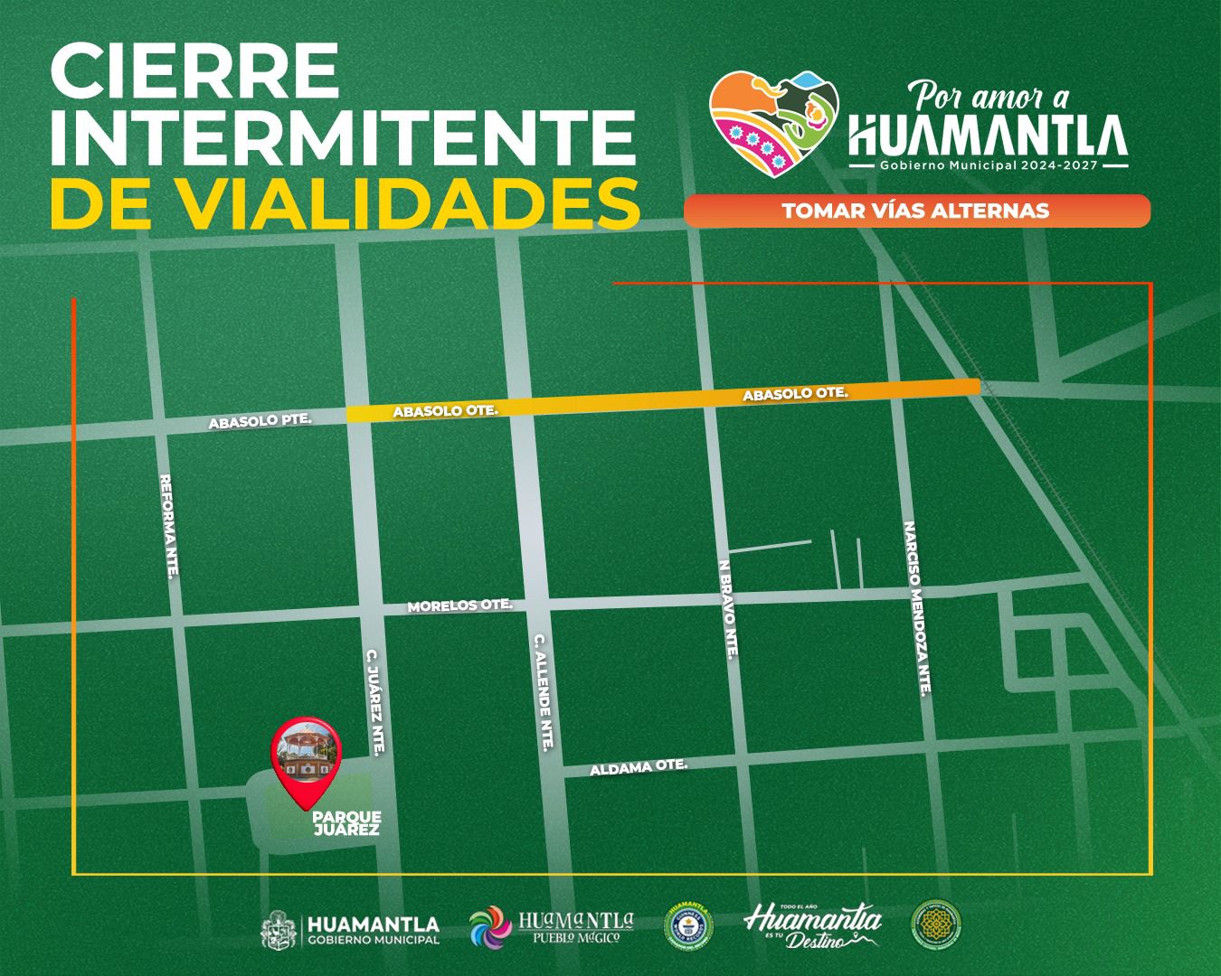 Avisa gobierno municipal de Huamantla sobre rehabilitación integral de la calle Abasolo